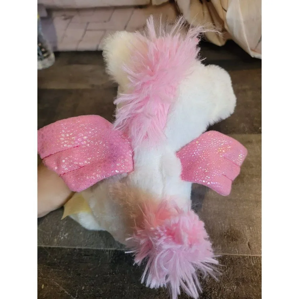 Pink white glitter Pegasus unicorn mythical creature‎ plush stuffed animal